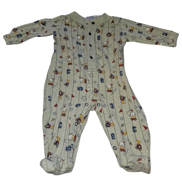Sports Infant 6/9 Lot Of 2 Bodysuits Pajamas Baseball Football Game Day Boy - Picture 2 of 9